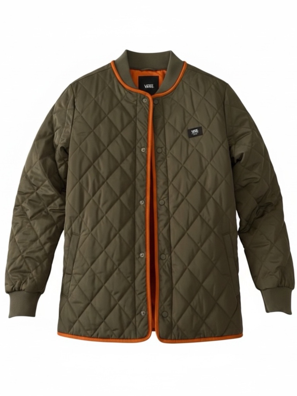 Vans Mens Quilted Olive Jacket with Orange satin liner